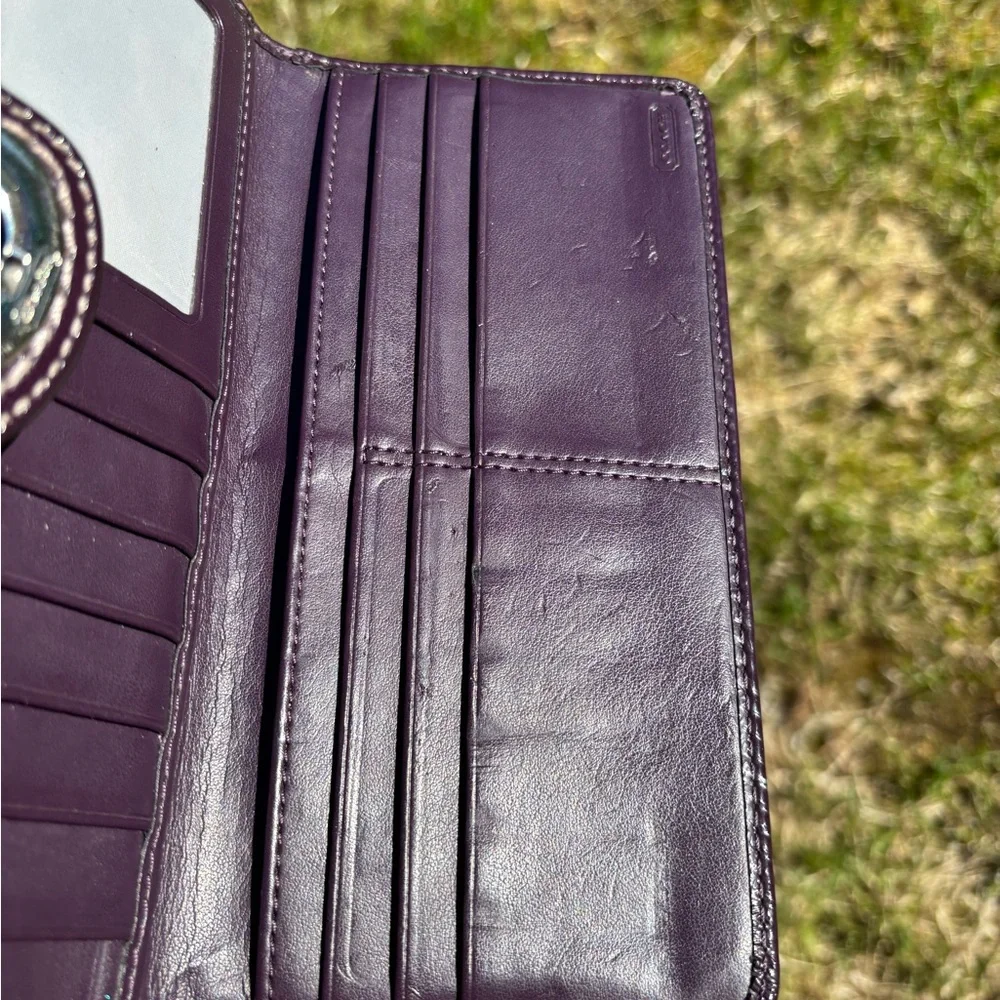 Coach Trifold Deep Prple Turnlock Wallet - Picture 11 of 13